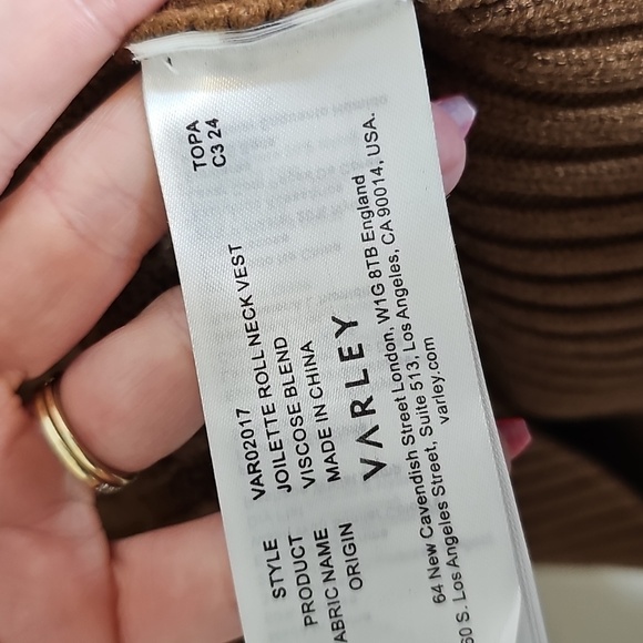 Varley Joilette Roll Neck Vest Brown Cable Knit Sweater Vest XS - Picture 7 of 10